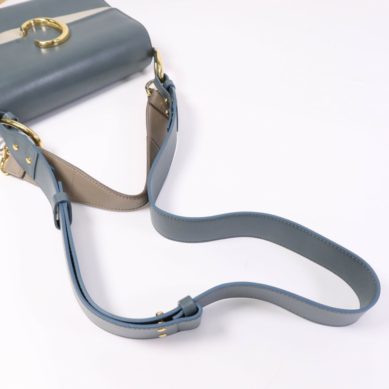Chloe 牛皮皮革Small C Double Carry Bag金扣肩背袋-8