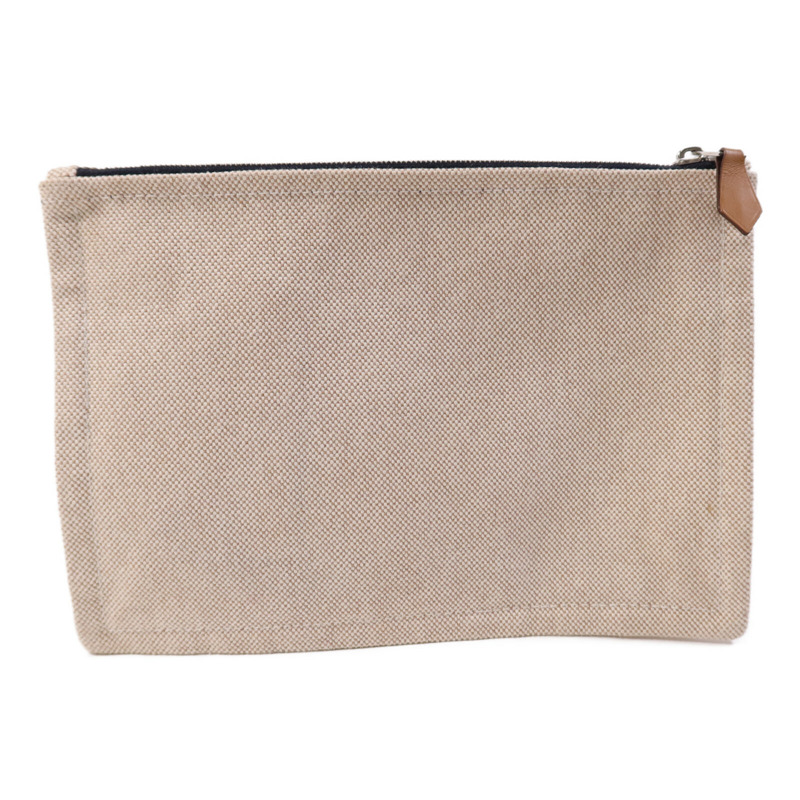 HERMES 棉質Trousse Flat Pouch銀扣手拿包-1