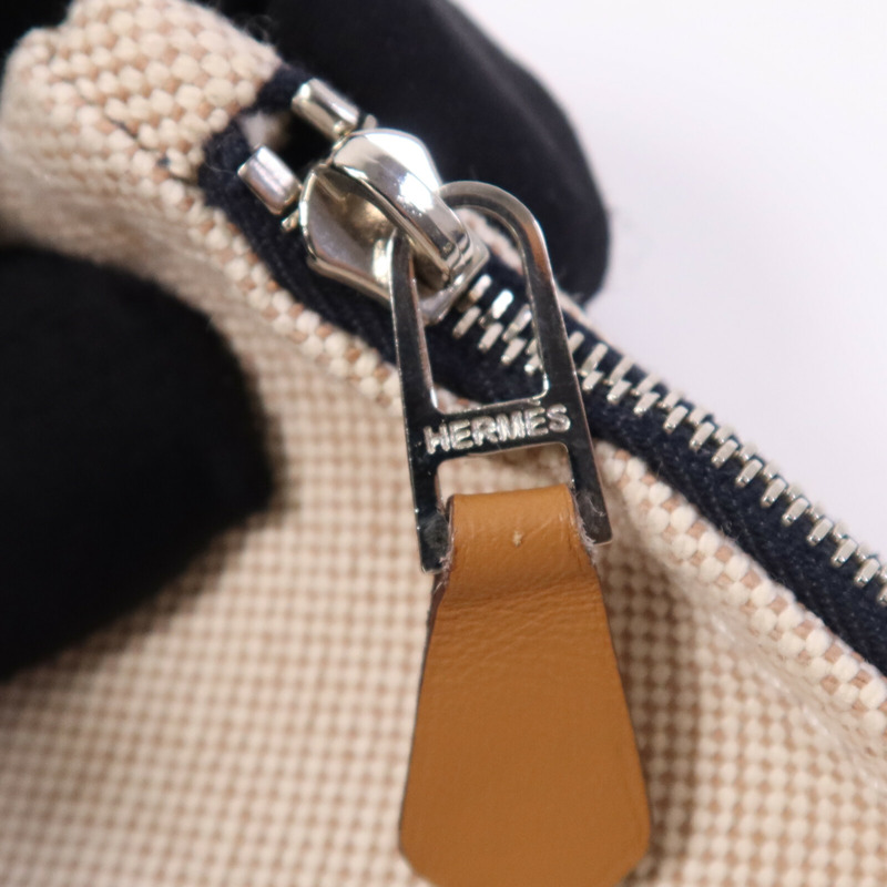HERMES 棉質Trousse Flat Pouch銀扣手拿包-6
