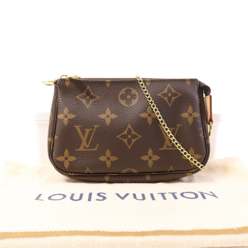 LOUIS VUITTON Monogram Mini Pochette Accessoires金扣手挽袋-7
