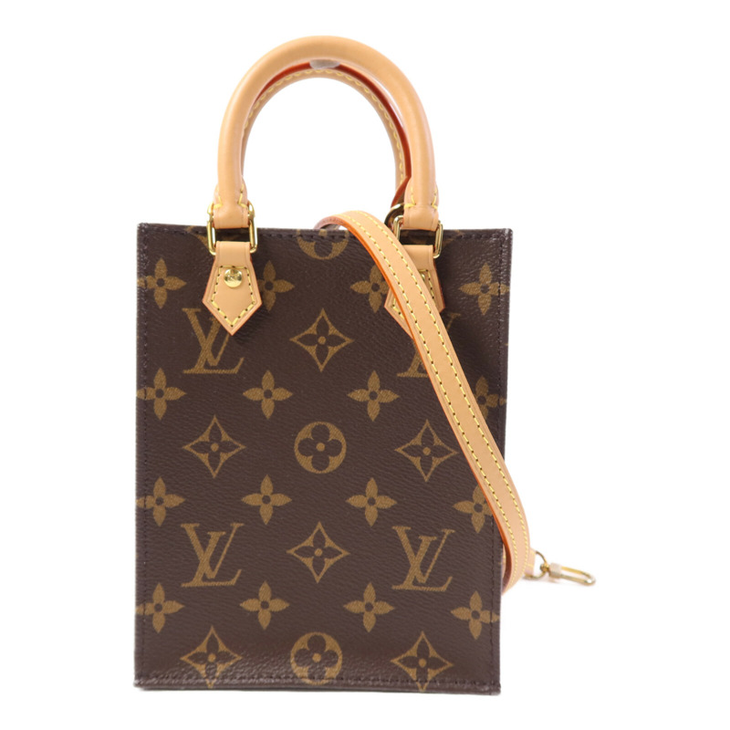 LOUIS VUITTON Monogram Petit Sac Plat金扣手挽肩背兩用袋-0