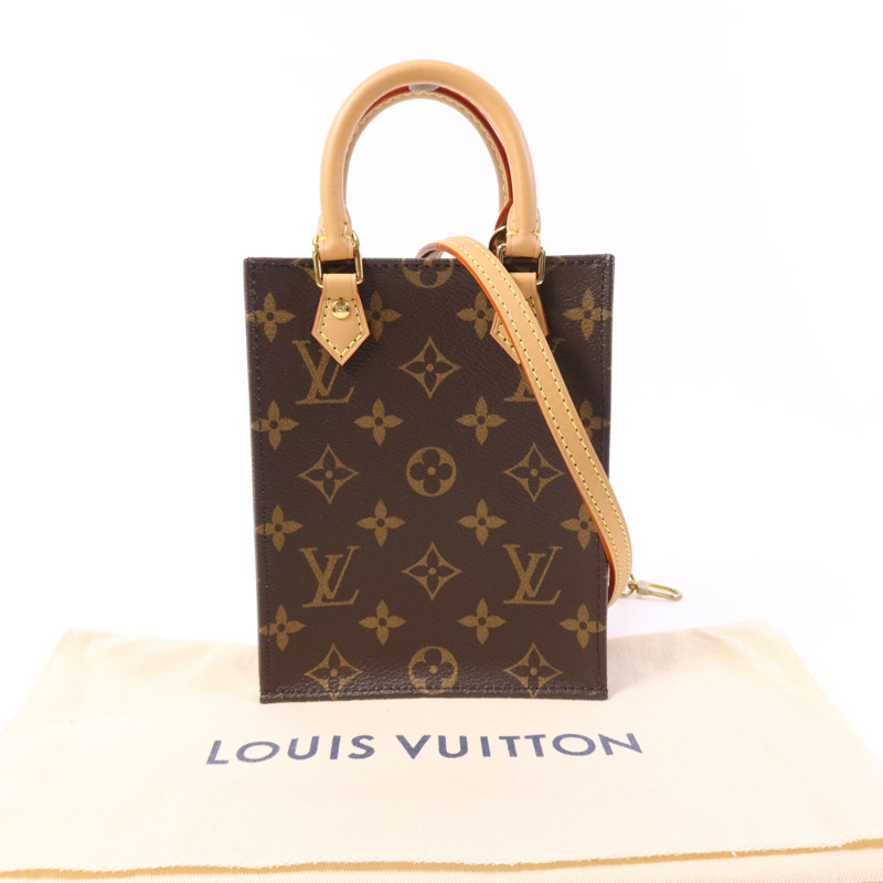 LOUIS VUITTON Monogram Petit Sac Plat金扣手挽肩背兩用袋-7