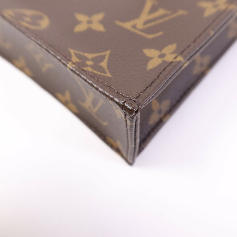 LOUIS VUITTON Monogram Petit Sac Plat金扣手挽肩背兩用袋-11