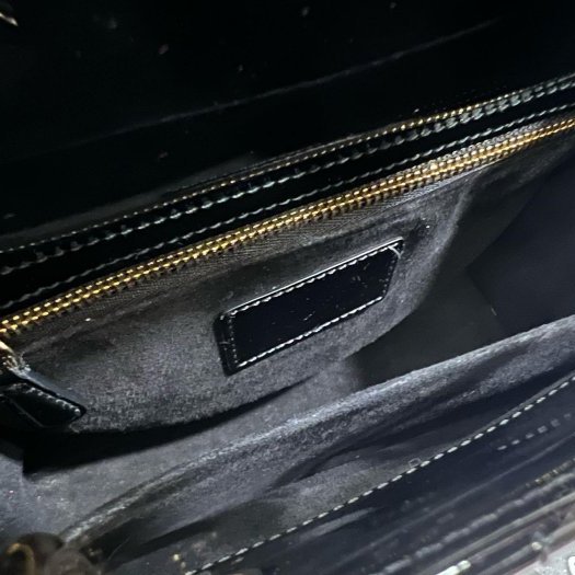 東區正精品㊣CD CHRISTIAN DIOR LADY 迪奧黑色漆皮Logo 吊飾手提包黛妃包2用包 RZ6144-3