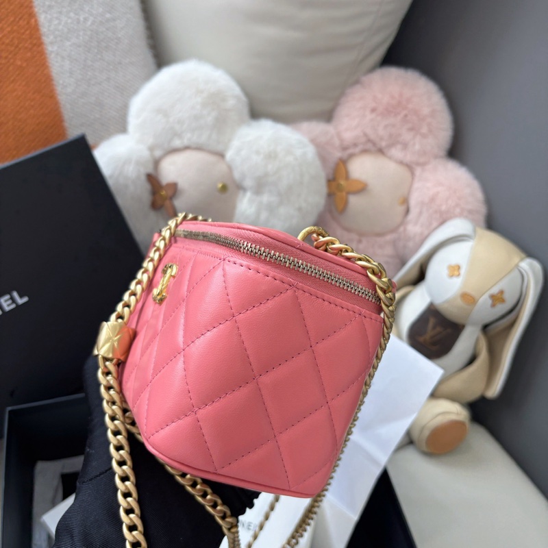 Chanel桃粉盒子化妝包-2