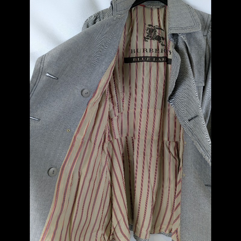 莉亞精品♡Burberry 灰白人字紋大衣 尺碼38 二手美品-2