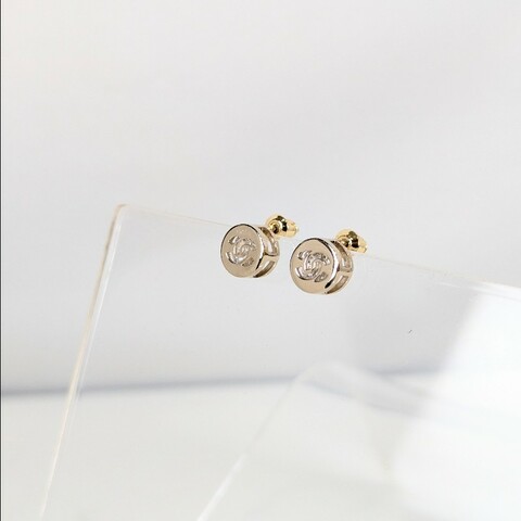 莉亞精品♡Chanel 鈕釦水鑽耳環 近新閒置