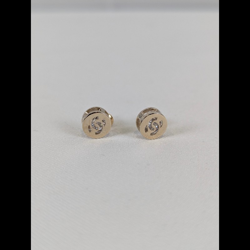 莉亞精品♡Chanel 鈕釦水鑽耳環 近新閒置-2