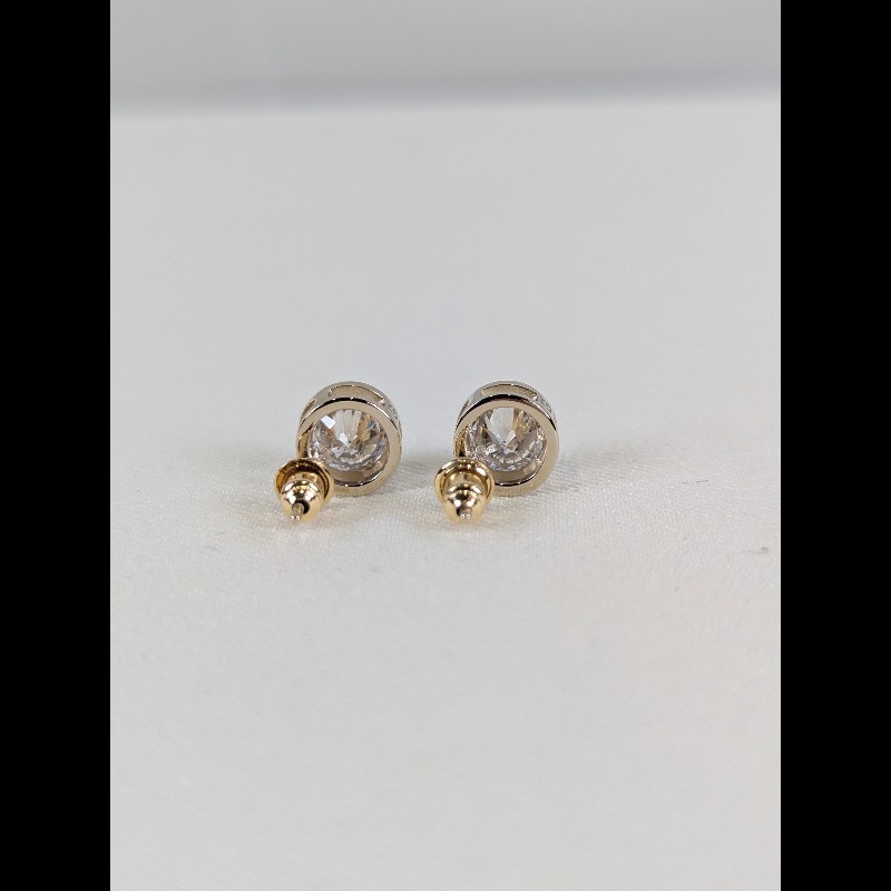 莉亞精品♡Chanel 鈕釦水鑽耳環 近新閒置-3