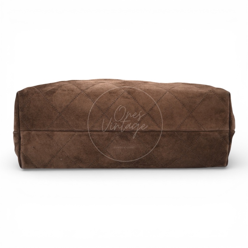 Chanel Cruise 25/26 Maxi Suede Calfskin Lambskin Dark Brown Hobo Bag-4