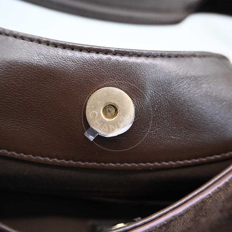 Chanel Cruise 25/26 Maxi Suede Calfskin Lambskin Dark Brown Hobo Bag-13