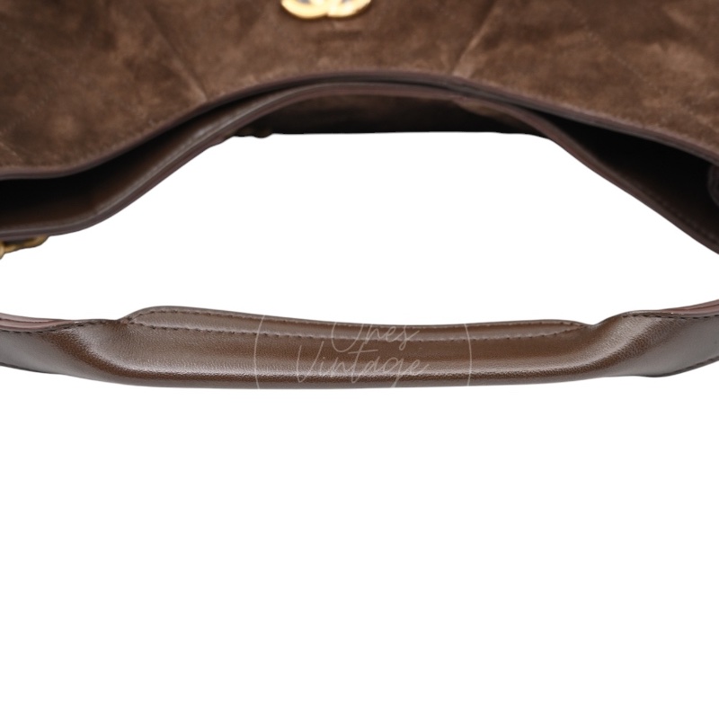 Chanel Cruise 25/26 Maxi Suede Calfskin Lambskin Dark Brown Hobo Bag-21