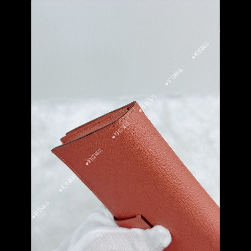 莉亞精品♡Hermes Bearn 奶昔粉長夾 粉銀 框Q 二手美品-5