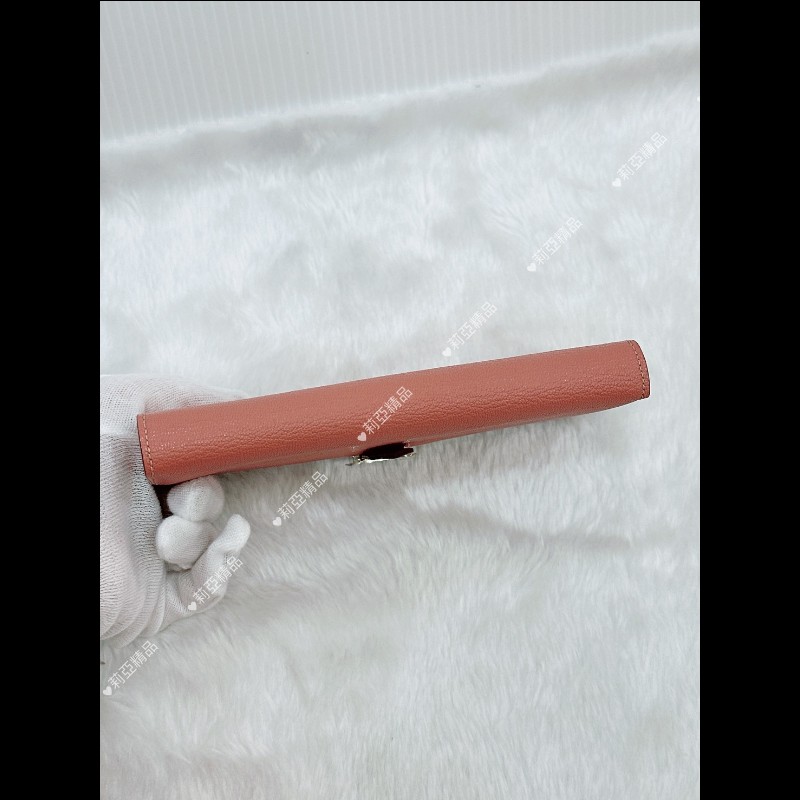 莉亞精品♡Hermes Bearn 奶昔粉長夾 粉銀 框Q 二手美品-7