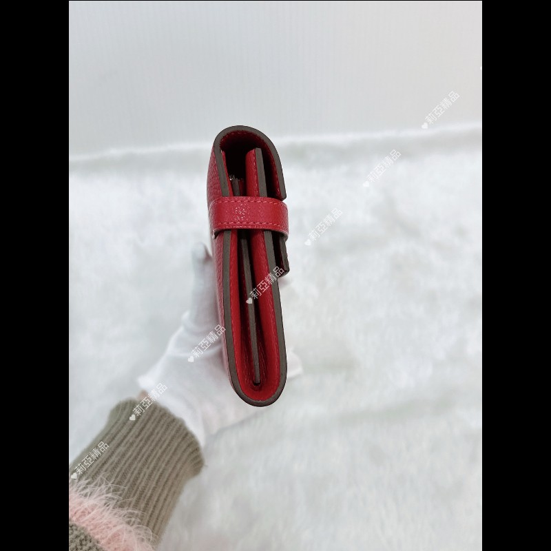 莉亞精品♡Hermes Kelly 長夾 紅銀 框P 二手美品-8