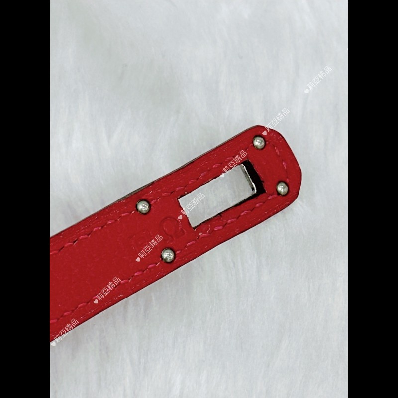 莉亞精品♡Hermes Kelly 長夾 紅銀 框P 二手美品-16