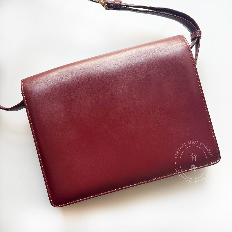Cartier 卡地亞 勃根地紅 信封包皮革斜肩包-1