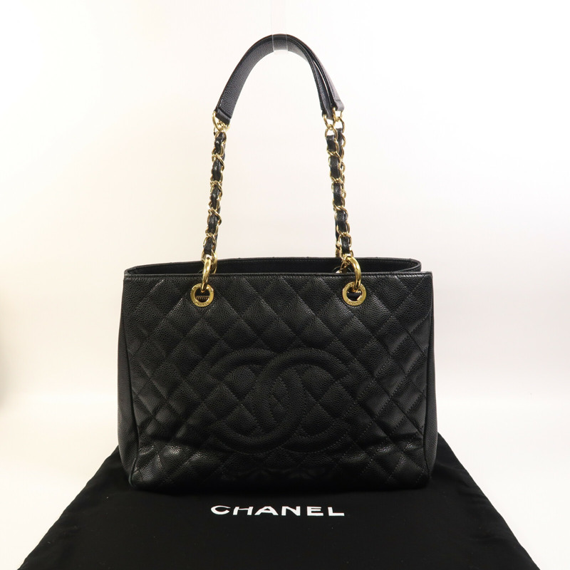 CHANEL 牛皮皮革GST Grand Shopping Tote Bag金扣鏈帶肩背袋-18