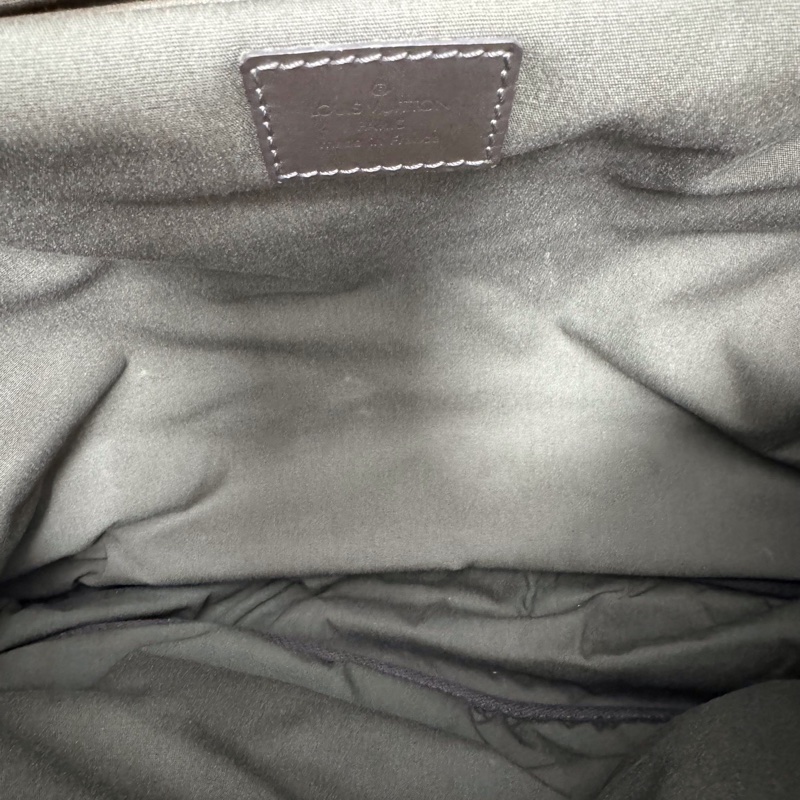 LV 墨綠色 滿印老花logo牛仔丹寧狩獵包手提包單肩包 約42cm-9