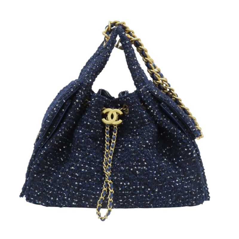 25 藍色 毛呢 肩背包 金扣【CHANEL 香奈兒】 AS5293-0