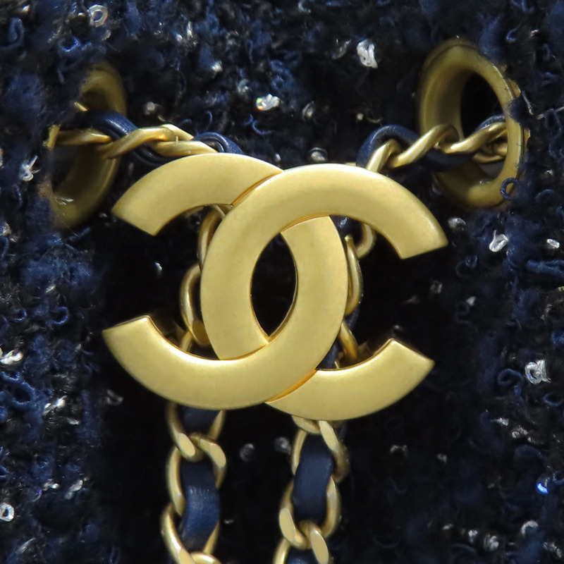 25 藍色 毛呢 肩背包 金扣【CHANEL 香奈兒】 AS5293-6