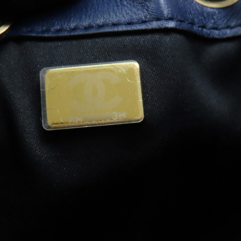 25 藍色 毛呢 肩背包 金扣【CHANEL 香奈兒】 AS5293-9