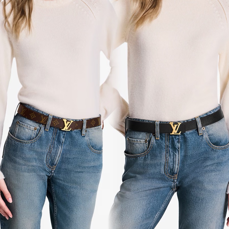 莉亞精品♡ LV老花金扣皮帶#90 寬度3 九新閒置品-1