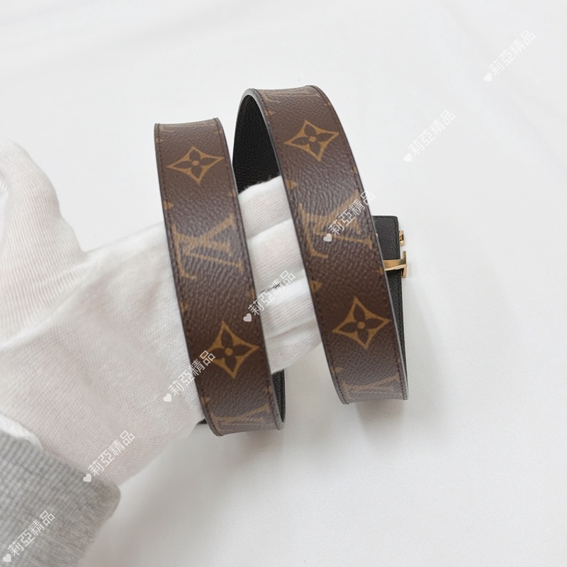 莉亞精品♡ LV老花金扣皮帶#90 寬度3 九新閒置品-3