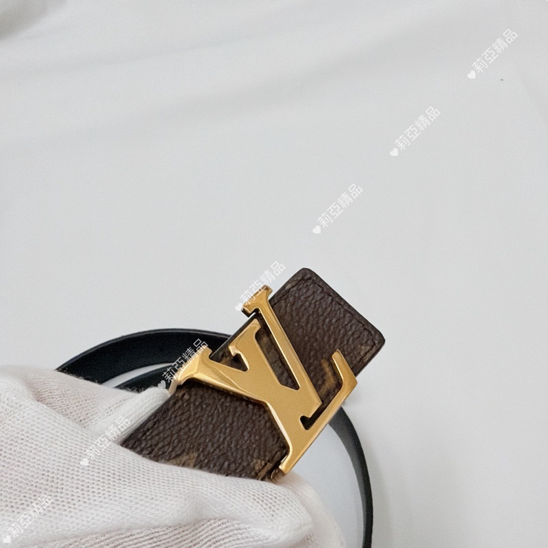 莉亞精品♡ LV老花金扣皮帶#90 寬度3 九新閒置品-4