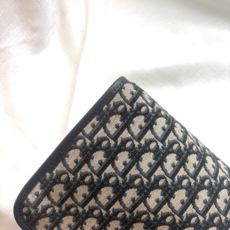 Dior 老花拉鍊信封肩背包 Navy Oblique Canvas Clutch with Strap-8