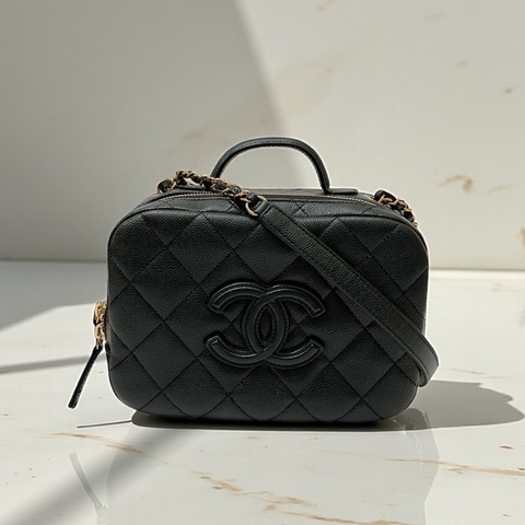莉亞精品♡Chanel AS3909 手把化妝箱 黑色 二手