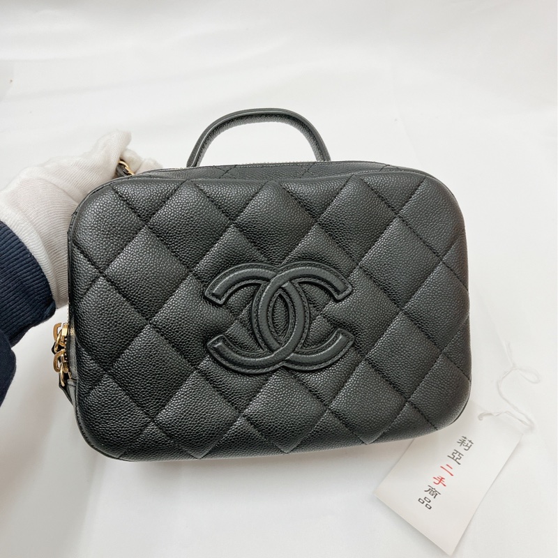莉亞精品♡Chanel AS3909 手把化妝箱 黑色 二手-4