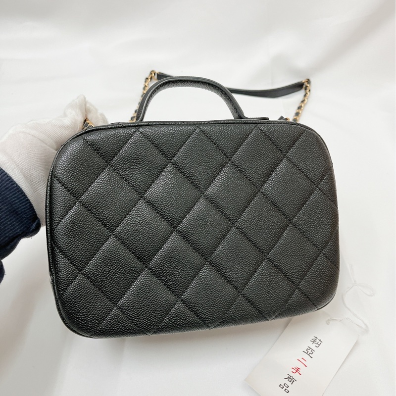莉亞精品♡Chanel AS3909 手把化妝箱 黑色 二手-5