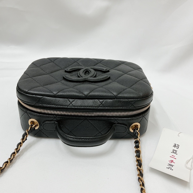 莉亞精品♡Chanel AS3909 手把化妝箱 黑色 二手-6