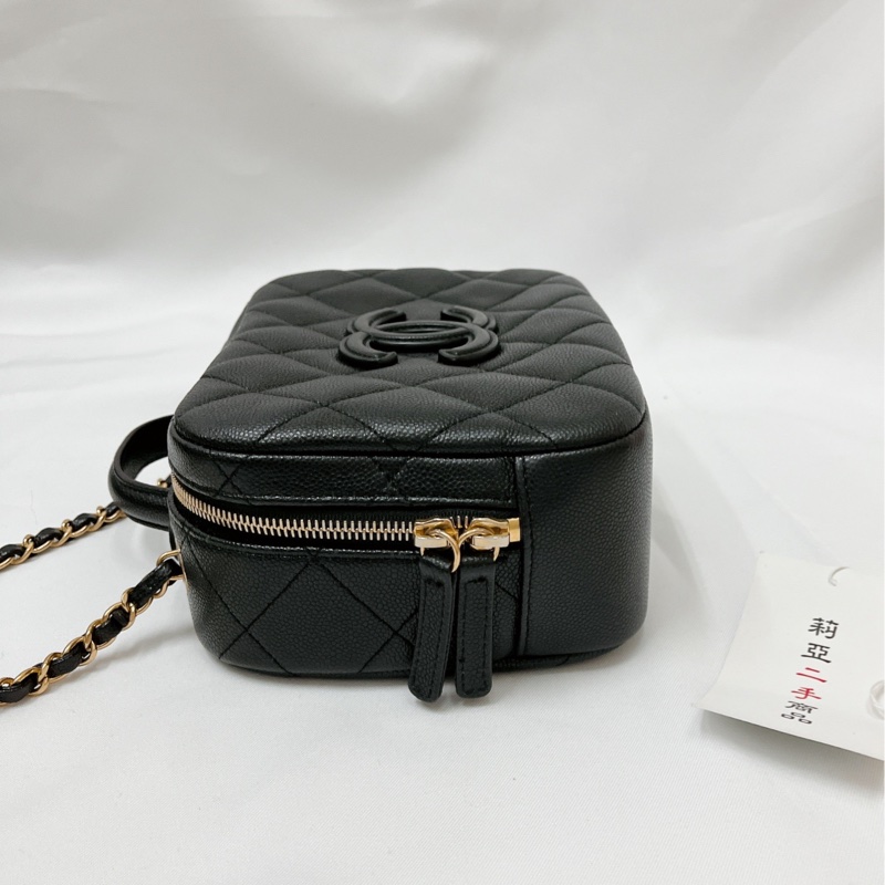 莉亞精品♡Chanel AS3909 手把化妝箱 黑色 二手-8