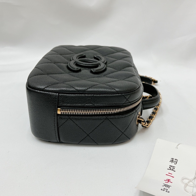 莉亞精品♡Chanel AS3909 手把化妝箱 黑色 二手-9