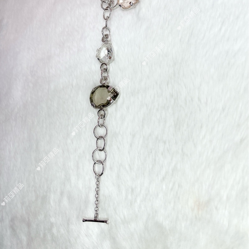 莉亞精品♡Swaraski 圓鏈串水滴形 心形鑽水晶手鍊 二手-2