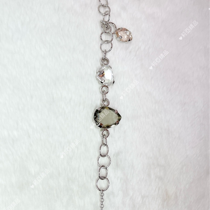 莉亞精品♡Swaraski 圓鏈串水滴形 心形鑽水晶手鍊 二手-3