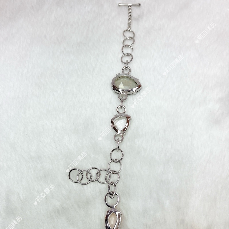 莉亞精品♡Swaraski 圓鏈串水滴形 心形鑽水晶手鍊 二手-4
