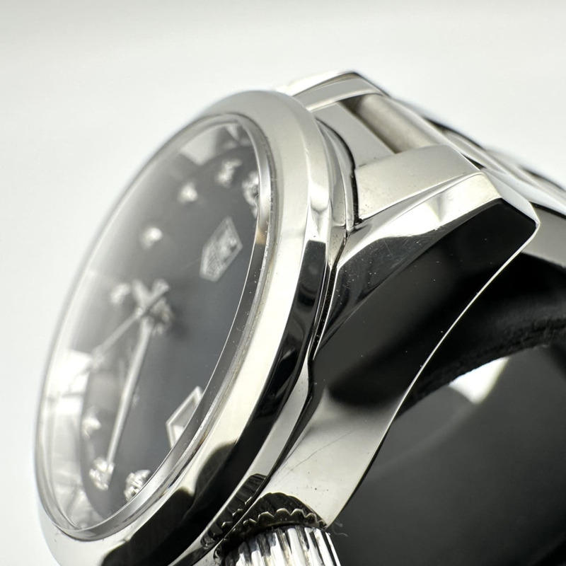 TAG HEUER 豪雅卡萊拉系列 Caliber 9 自動機械腕錶，附日期顯示，鑲嵌 12 顆鑽石，型號 WAR2413.BA0776，不銹鋼材質，黑色，女士款-5