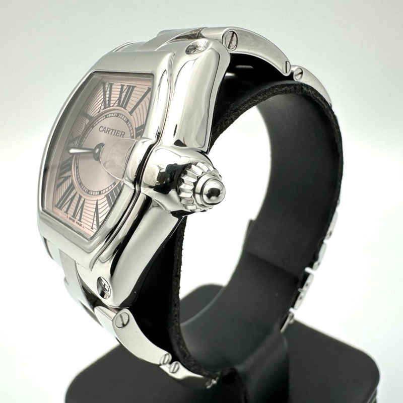 卡地亞 Roadster SM Date W62017V3 石英不鏽鋼粉紅女錶-1