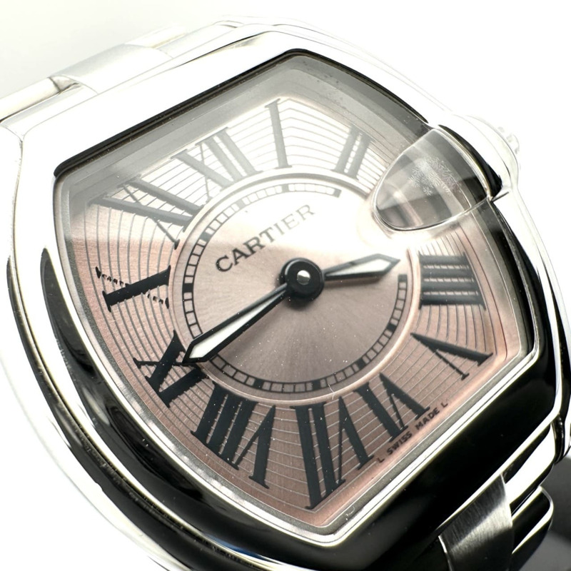 卡地亞 Roadster SM Date W62017V3 石英不鏽鋼粉紅女錶-6