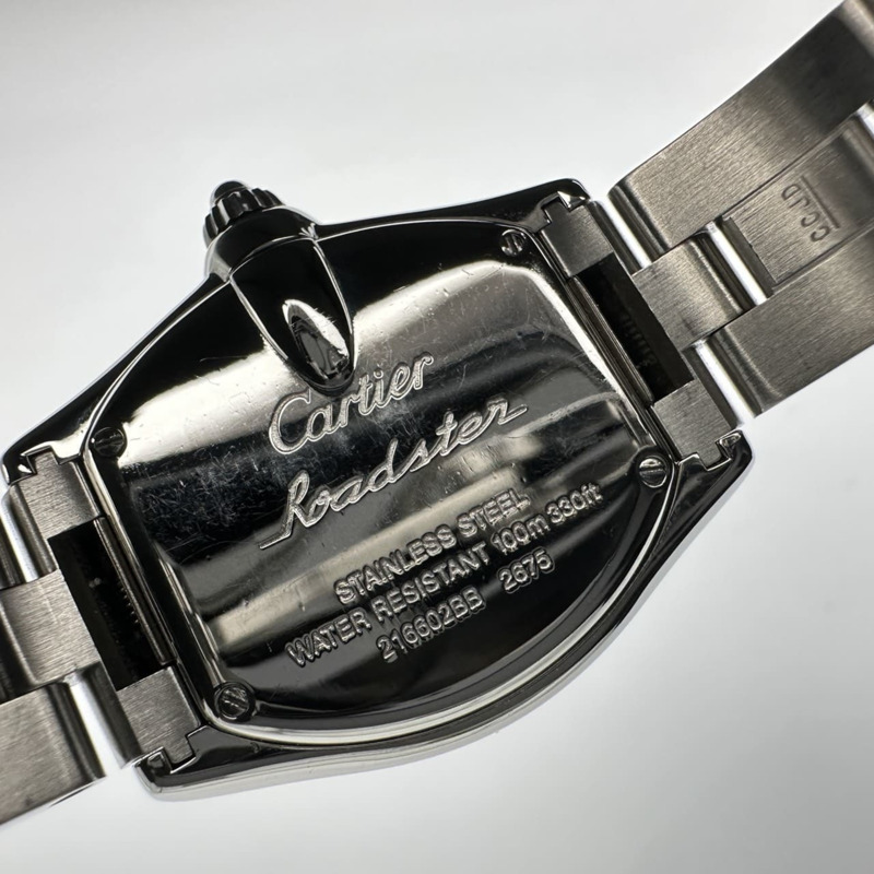 卡地亞 Roadster SM Date W62017V3 石英不鏽鋼粉紅女錶-11