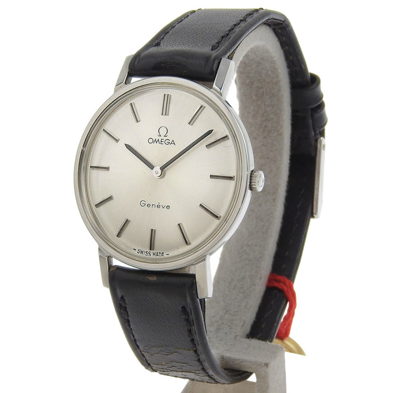 歐米茄日內瓦系列腕錶，625機芯，精鋼錶殼，皮革錶帶，手動上鍊，指針式顯示，銀色錶盤，男士款-1