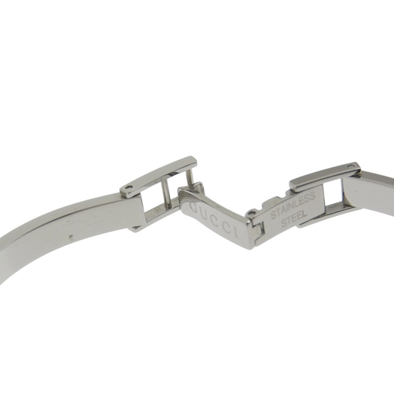 Gucci GUCCI 105 不鏽鋼鑲鑽石英模擬顯示黑色錶盤女士腕錶-7