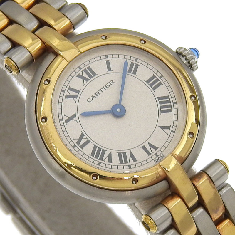 卡地亞 Panthere SM 圓形腕錶,雙排不銹鋼石英指針,象牙色錶盤,PANTHERESM 女士腕錶-2