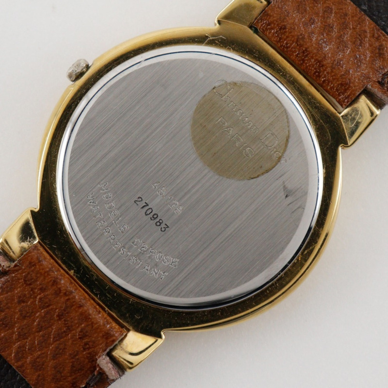 Christian Dior 女士鍍金真皮石英指針式腕錶-5