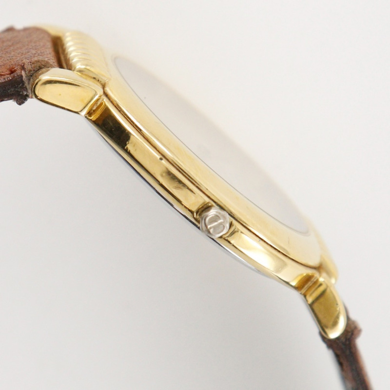 Christian Dior 女士鍍金真皮石英指針式腕錶-11