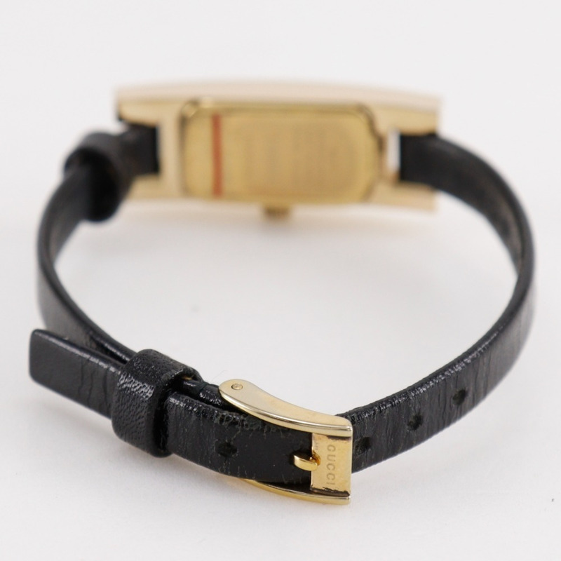 Gucci GUCCI 3900L 女士腕錶，不鏽鋼錶殼搭配皮革錶帶，石英指針式顯示，黑色錶盤。-5