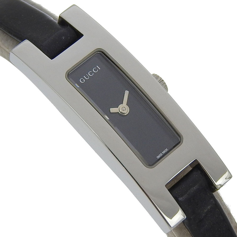 Gucci GUCCI 3900L 女士腕錶，不鏽鋼錶殼搭配皮革錶帶，石英指針式顯示，黑色錶盤。-2